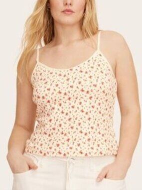 Parke x Target Pointelle Ribbed Tank Top in Cream Floral